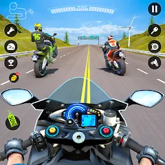 Скачать взломанную Moto Traffic Bike Race Game 3d (Мото Трафик Байк Рейс Гейм 3д)  [МОД Mega Pack] - последняя версия apk на Андроид