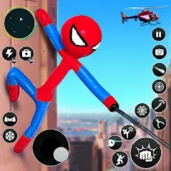 Скачать взлом Flying Stickman Rope Hero Game  [МОД Unlimited Money] - последняя версия apk на Андроид