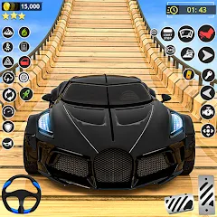 Скачать взломанную GT Car Stunt Race: Mega Ramps (Джи Ти Кар Стант Рейс)  [МОД Unlocked] - полная версия apk на Андроид