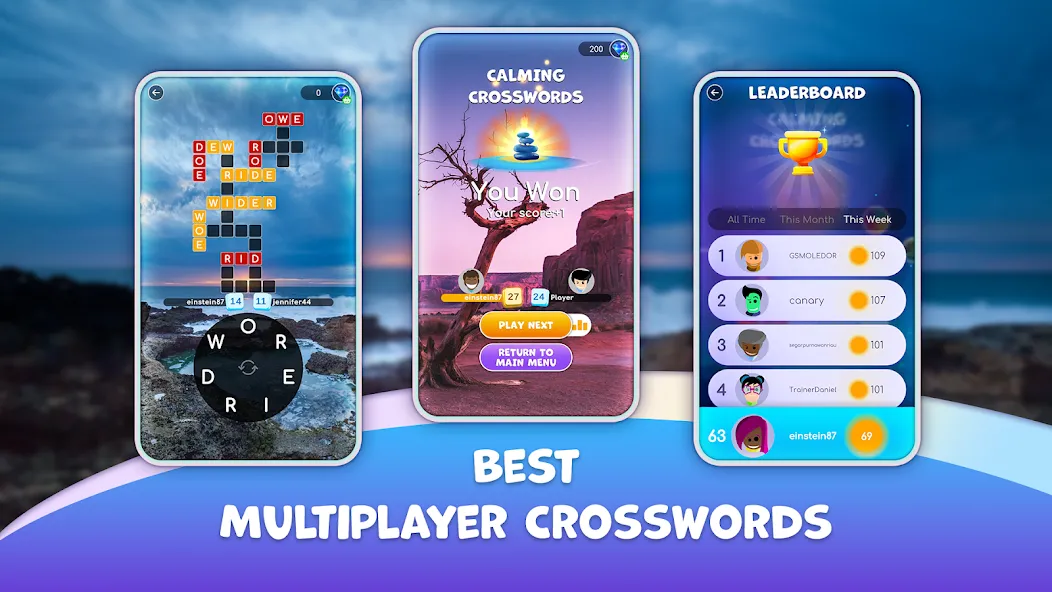 Calming Crosswords Word Puzzle  [МОД Много монет] Screenshot 3